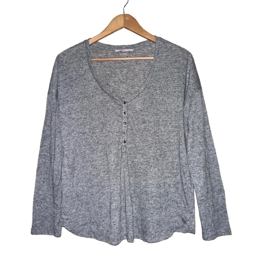 VICTORIA’S SECRET Heather Gray Henley Top The Dreamer Long Sleeve Tee Women’s M - Picture 2 of 13